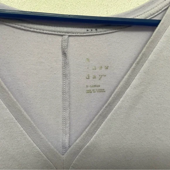 A New Day Lavender Purple V-Neck Drop Hem Cotton Blend Dress Size XL Summer - Picture 2 of 4